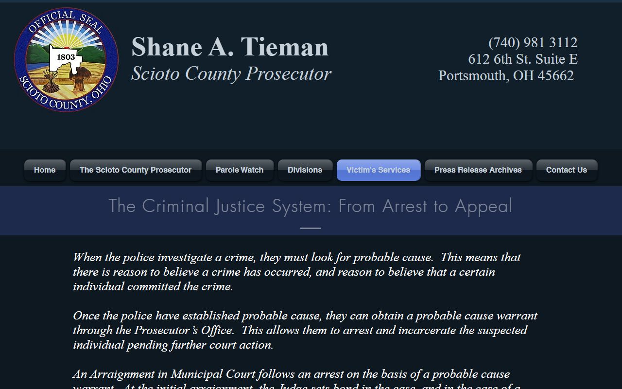 Scioto County court records after jail arrest prosecutor criminal justice pathway
