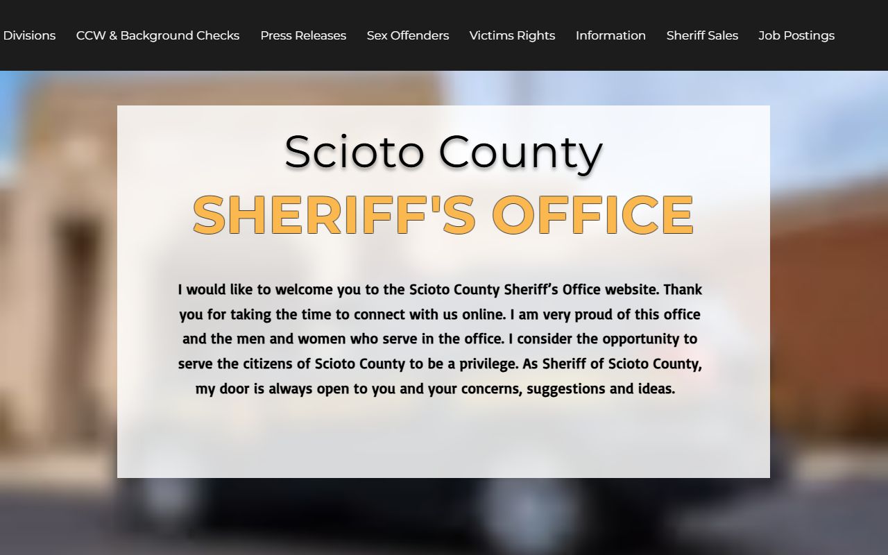 Scioto County inmate population sheriff homepage